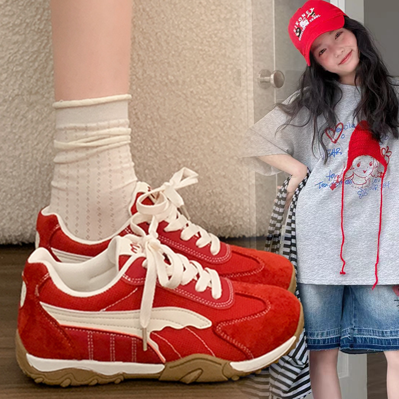 女童时尚韩系潮酷个性穿搭厚底阿甘鞋女孩2026春秋新款百搭运动鞋