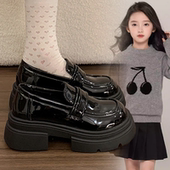 日常休闲百搭小皮鞋 时尚 2026女孩春秋新款 女童一脚蹬英伦风乐福鞋