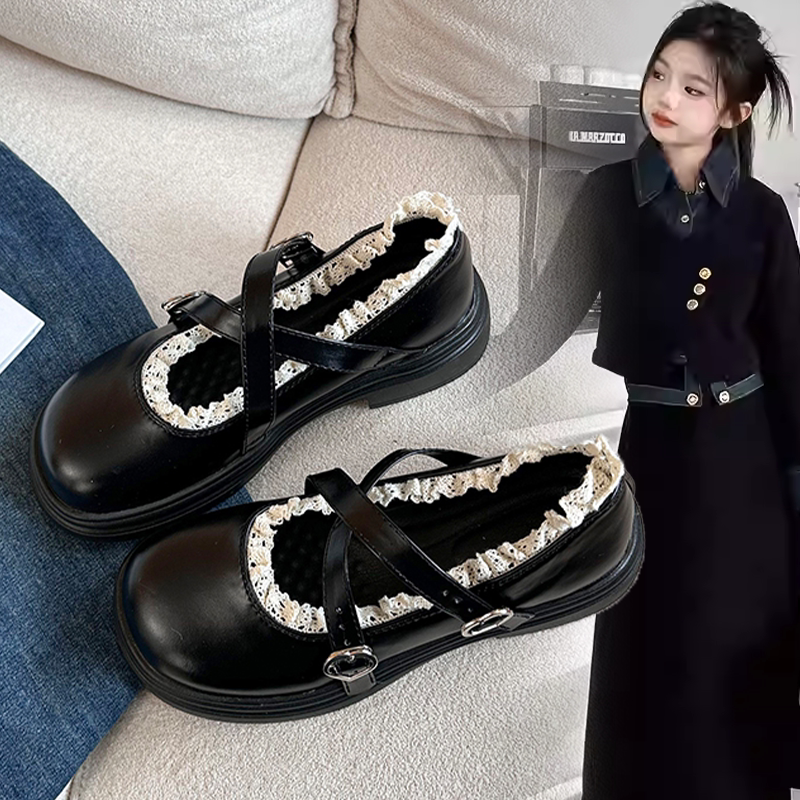 时尚女款韩版甜美学院风单鞋女孩2026春季新款小众洋气百搭小皮鞋