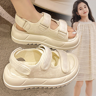 女款简约百搭露趾鞋子中大童2026春夏新款小众洋气日常穿搭凉鞋女