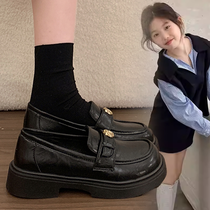 女童2026春秋新款懒人套脚鞋中大童女孩简约百搭日常洋气小皮鞋女