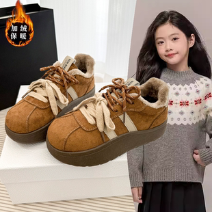 女童复古勃肯棉鞋休闲鞋2026冬新款厚底增高贝壳头运动二棉鞋百搭