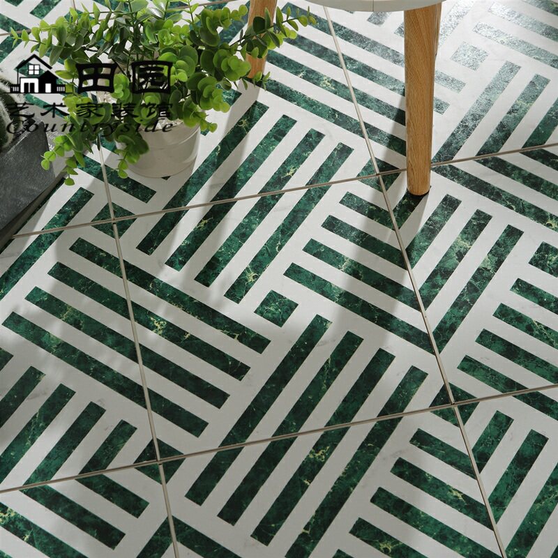 北欧花砖300X300卫生间阳台墨绿小地砖厨房浴室墙砖餐厅防滑瓷砖