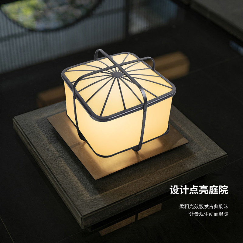 户外灯庭院灯别墅花园地灯民宿酒店新中式装饰灯仿云石方形景观灯