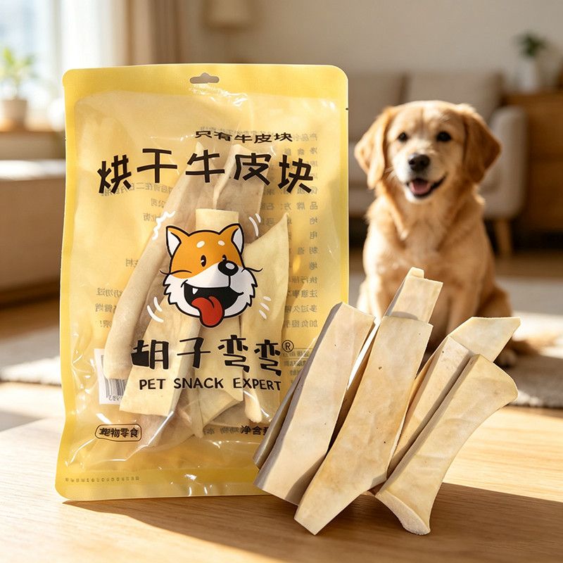 胡子弯弯烘干牛皮块狗耐咬磨牙棒牛皮块宠物洁齿消磨时间互动零食