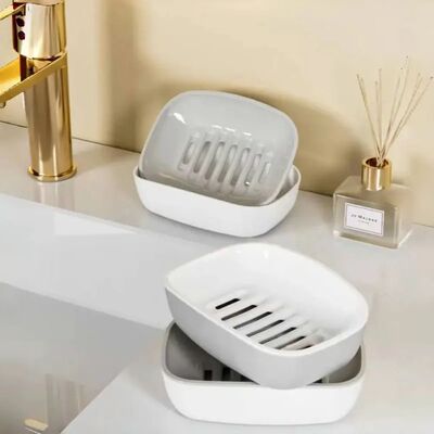 Double Layer Drain Soap Box Easy Clean Keep Soap Dry Non Sli