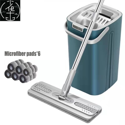 Household mop and bucket set Flat mops with wringer mop pads