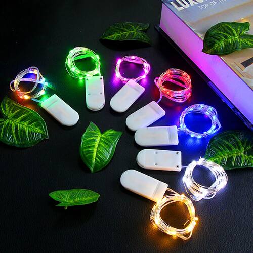 Copper Wire LED Fairy Lights Mini Garland 1m 2m CR2032 Batte