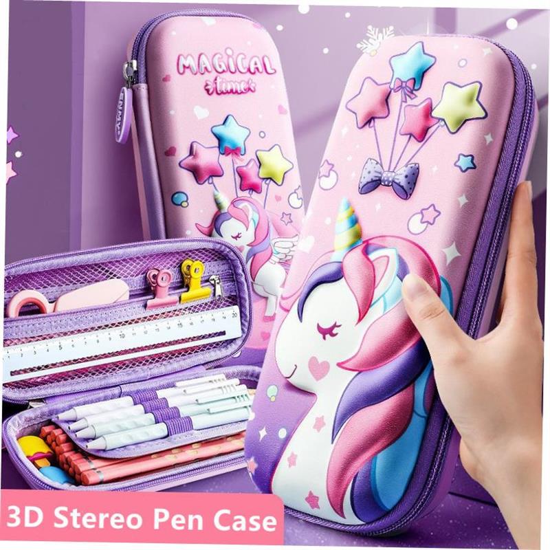 3D Unicorn EVA cute pencil box School student stationery 1