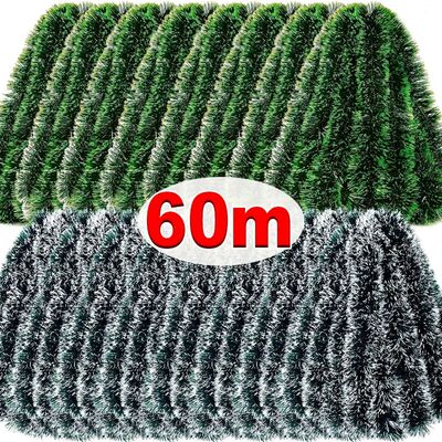 60/4m Christmas Tinsel Ribbons Garland Green Cane Wreath Xma