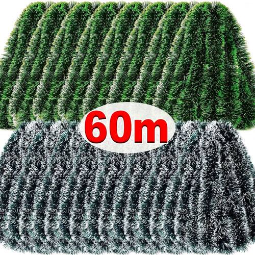 60/4m Christmas Tinsel Ribbons Garland Green Cane Wreath Xma