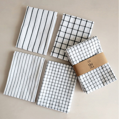 1 Pack 50*70cm Table Cloth Napkins 纯棉格子餐巾餐盘布吸水
