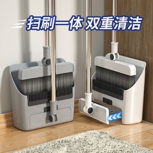 Broom and dustpan set with soft brush broom and dustpan set