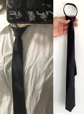 New Unisex Black Simple Clip on Tie Men's and Women's JK Tie