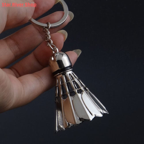 Silver Alloy Badminton Keychain For Men Women Football and S