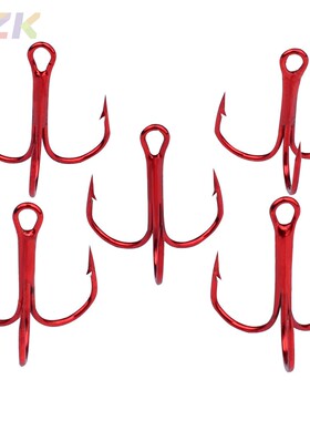 35647红色三本钩垂钓用品 有倒刺锚钩路亚渔具钓具 100个/包m7
