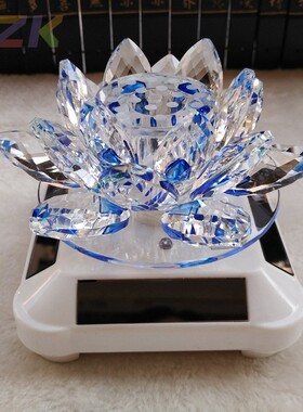 360°旋转香水座 太阳能水晶莲花香水摆件 太阳能汽车摆件m4