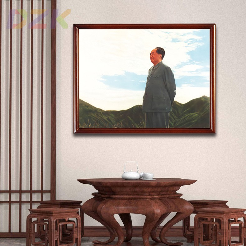 毛主席画像有框毛爷爷庐山站像壁挂像客厅装饰画中堂伟人像墙挂m5