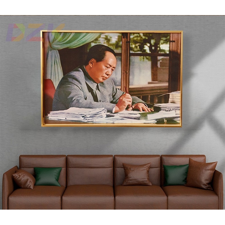 毛主席挂像铝合金框挂画金色黑色金属框大厅堂屋高清挂墙画防蚊m9