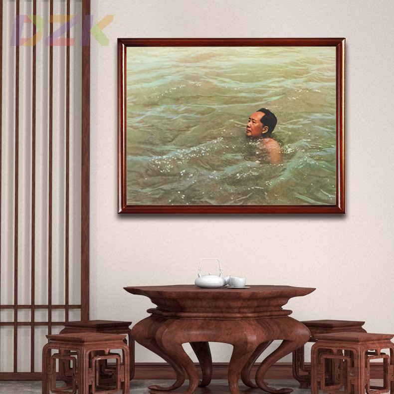 毛主席画像有框毛爷爷在畅游长江壁挂像客厅装饰画伟人中堂墙挂m2