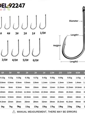 路亚单钩 背部有倒刺高碳钢单钩 软虫蠕虫鱼钩散装高端50个/盒m2