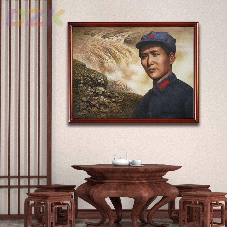 毛主席画像有框毛爷爷青年时壁挂像客厅装饰画办公室中堂伟人挂m7
