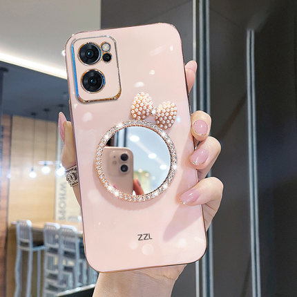 适用于oppoReno7手机壳可爱reno5k保护套女生6pro新款7se补妆镜子