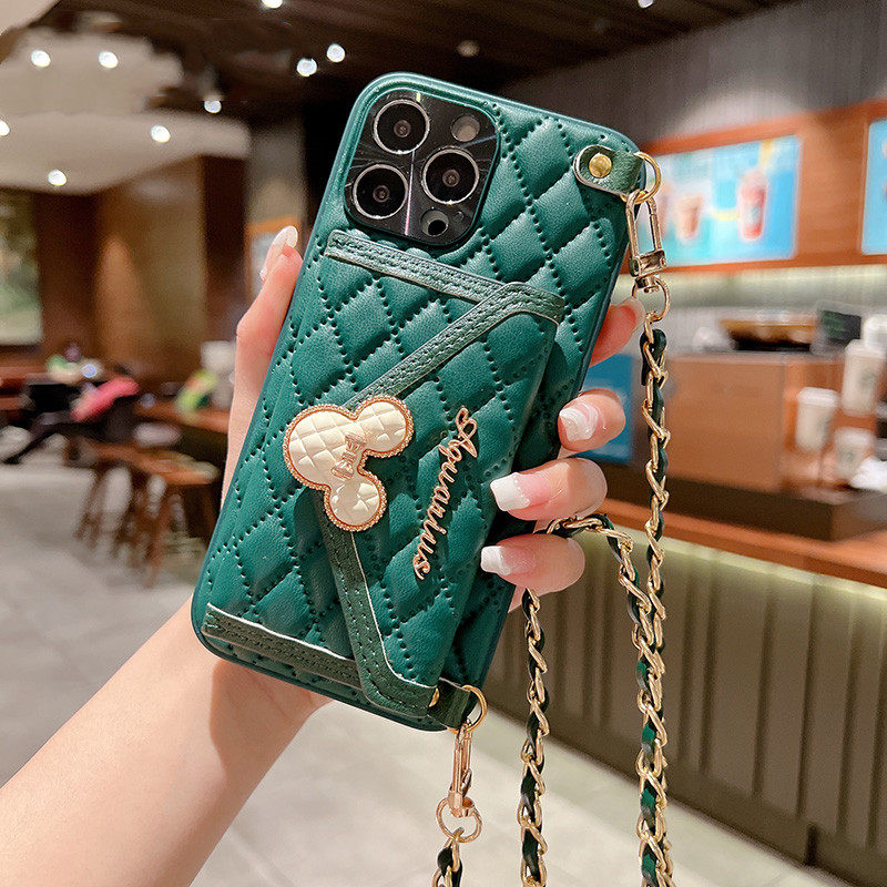 适用苹果14promax手机壳女新款iPhone14plus高级感13防摔12pro网红潮牌11硅胶xr链条斜挎xs挂绳可背xr零钱包