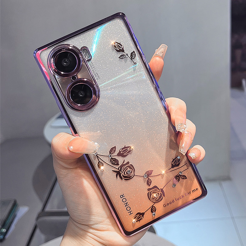 荣耀60电镀透明水钻玫瑰