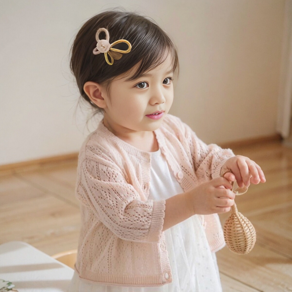 宝宝透气镂空女童针织开衫
