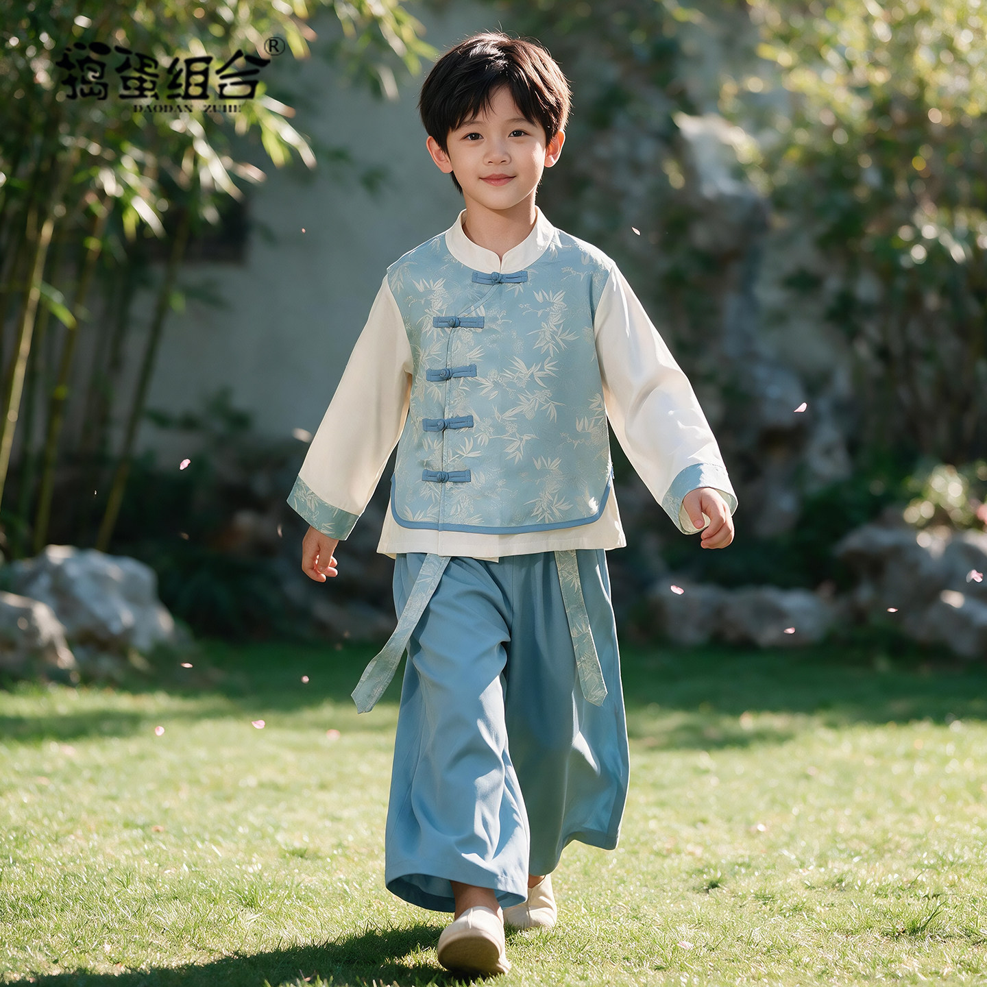 儿童新中式国风唐装中秋日常可穿套装2026新款男童汉服小少爷古装图片