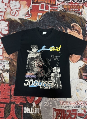 KAI SHOP原创设计jojo东方仗助软糯酵素洗透气印花活性黑色短袖