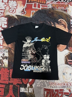 KAI SHOP原创设计jojo东方仗助软糯酵素洗透气印花活性黑色短袖