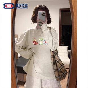 春秋长袖 潮牌男女同款 休闲舒适宽松t恤纯棉圆领 敖瑞鹏代言