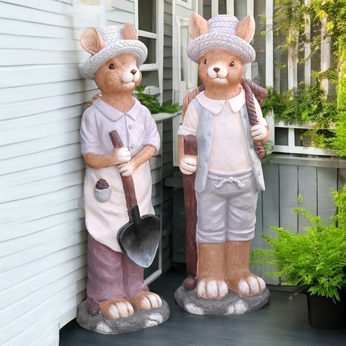 花园装饰庭院松鼠摆件落地可爱动物雕塑幼儿园植物角阳台布置民宿