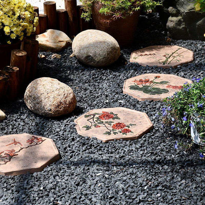中式庭院脚踏石花园装饰汀步石户外防滑地砖别墅草坪垫脚石铺路石