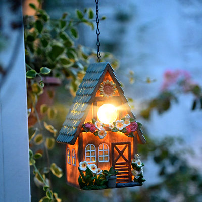 庭院装饰太阳能灯发光小屋挂件