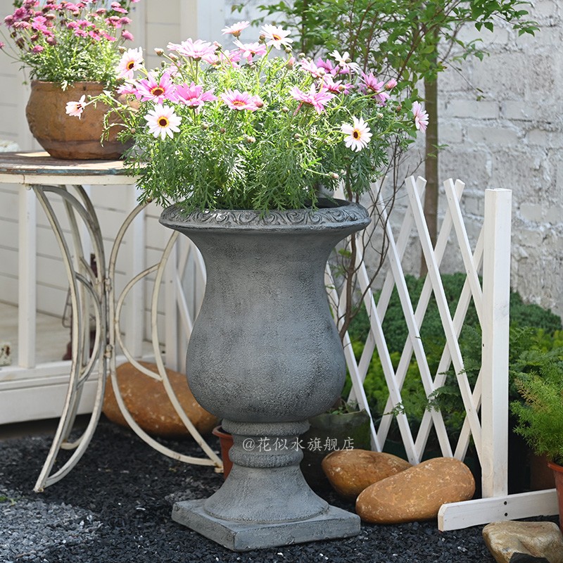 欧式复古罗马花盆大号装饰摆件