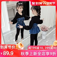 Bộ đồ mùa thu cho bé gái 2019 phiên bản mới của Hàn Quốc quần áo denim dành cho trẻ em thời trang mạng lưới mùa thu đỏ hai mảnh - Phù hợp với trẻ em quan ao tre em mua he