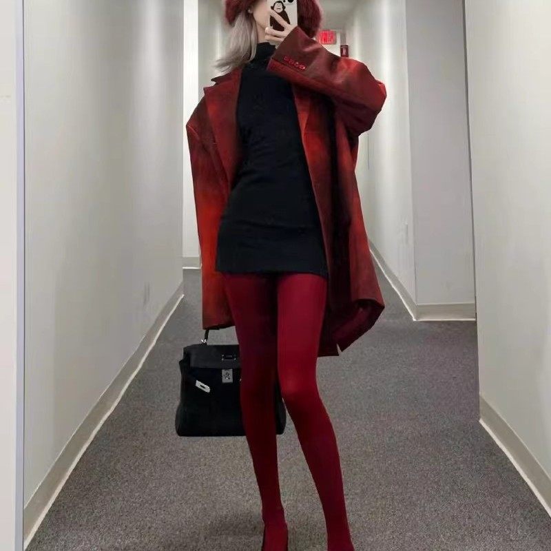 红色新年本命年棉质打底裤百搭日系纯色打底裤袜显瘦基础款打底袜,女士内衣/男士内衣/家居服,连裤袜/打底袜,淘宝优惠券,粉丝福利购,淘宝优惠卷