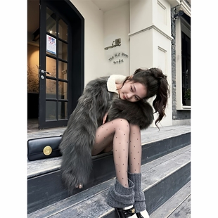 秋冬波点透肤黑丝加绒光腿神器女黑打底裤 袜 假透肉波点瘦腿连裤