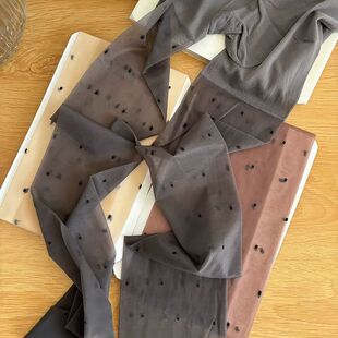 复古波点烟灰色丝袜女超薄款连裤袜春秋夏季透明性感纯欲黑丝加档