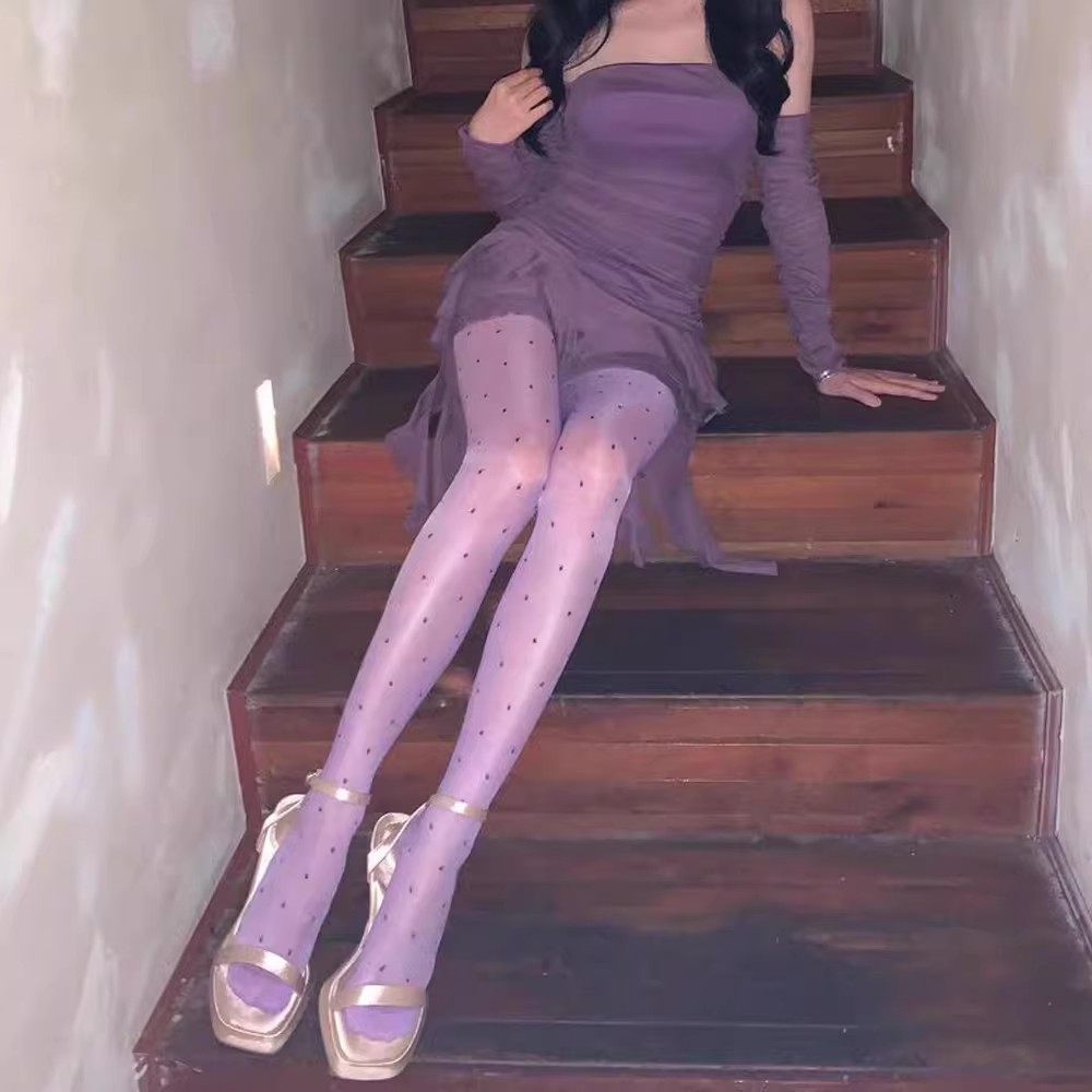 紫色波点丝袜超薄透肉性感辣妹彩色小圆点提花连裤袜个性美腿袜女,女士内衣/男士内衣/家居服,连裤袜/打底袜,淘宝优惠券,粉丝福利购,淘宝优惠卷