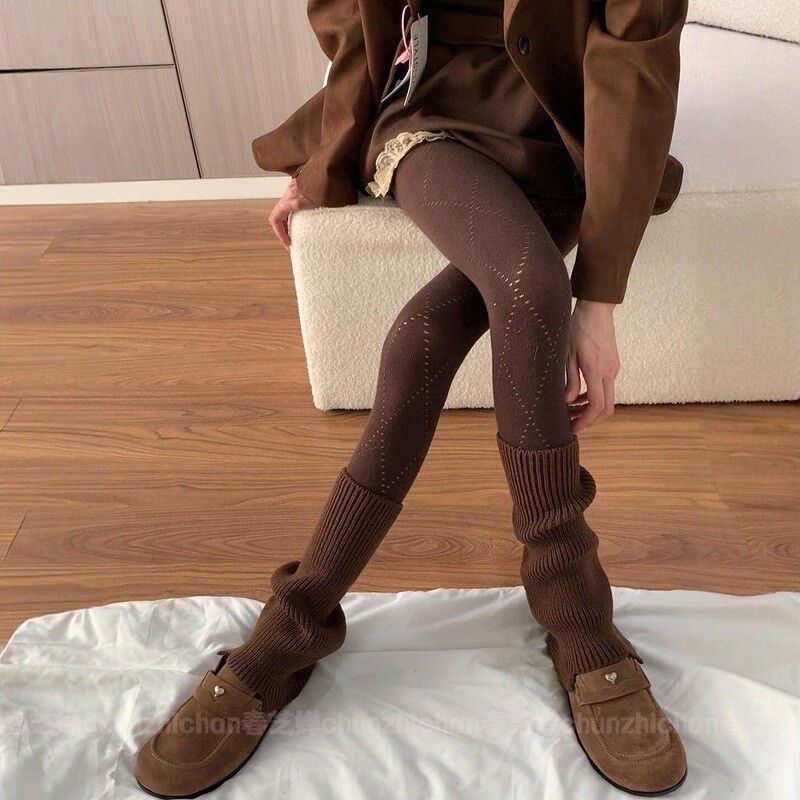 美拉德复古风菱格设计显瘦连裤袜