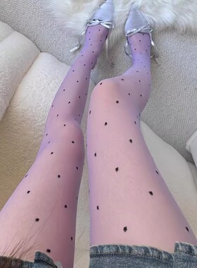 紫色波点丝袜夏季ins连裤袜女超薄款美肤袜0d薄荷曼波性感打底袜