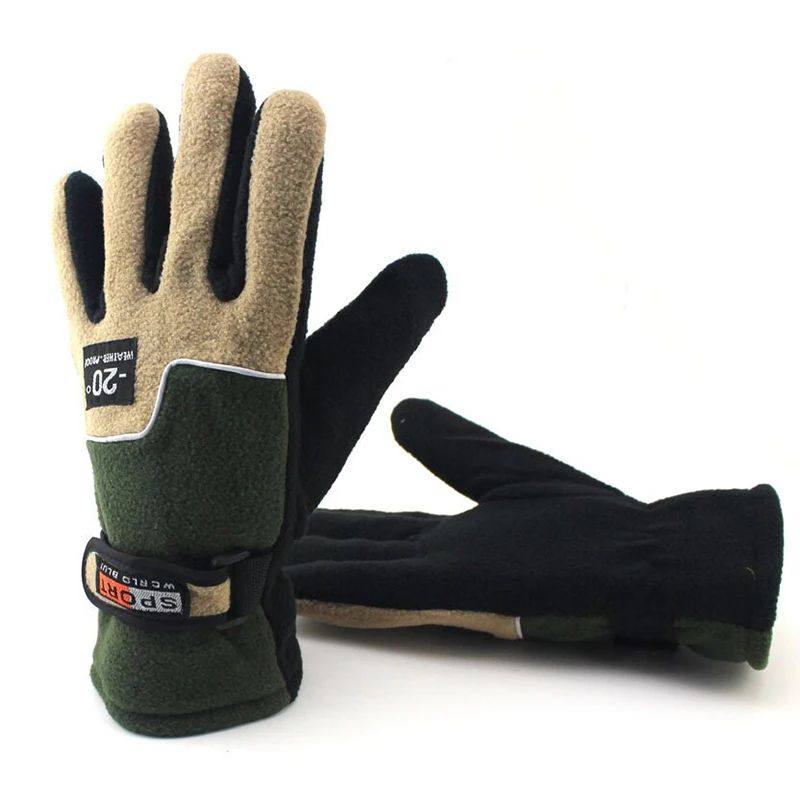 -20℃ Winter Warm Fleece Gloves Men Thermal Sports Cycling S