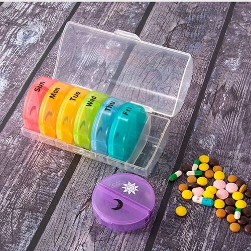 Travel Portable Pill Box Colorful Upgraded Weekly Pill Organ