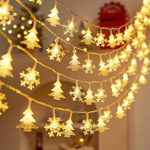 Christmas Tree Snowflake Reindeer Star LED String Lights Bat