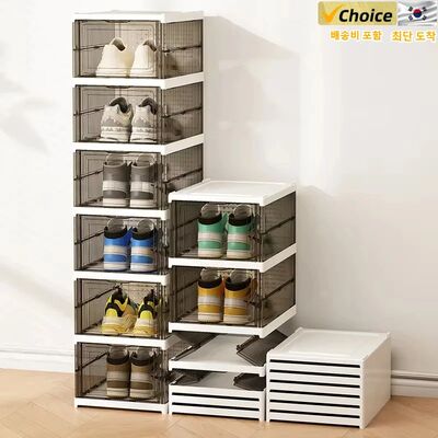Dustproof 6 Layers Foldable Shoes Box Stackable Transparent