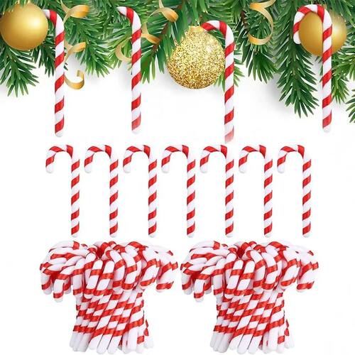 6Pcs Christmas Decoration Plastic Candy Canes Hanging Xmas T